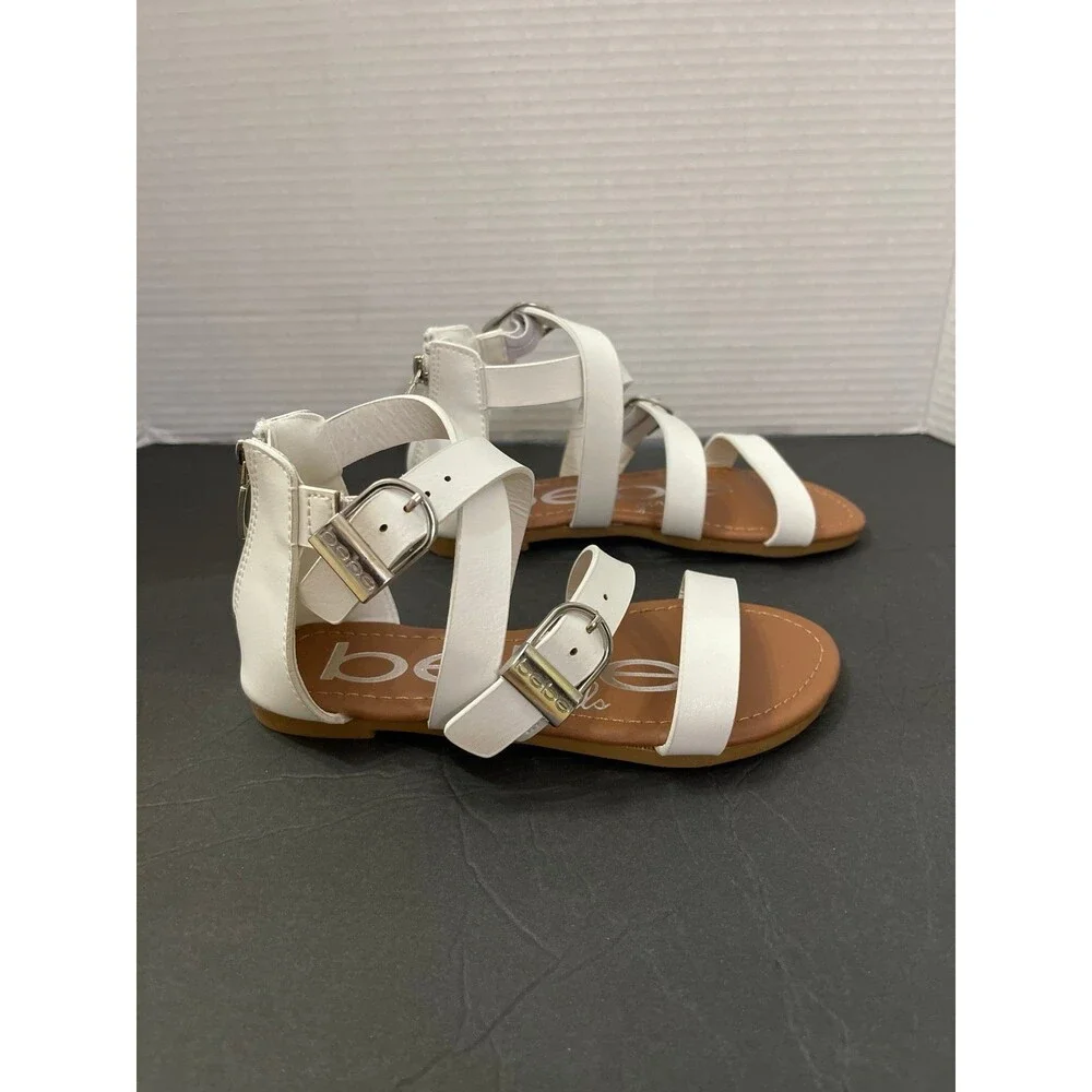 Bebe Girls Strappy Gladiator Sandals White Size 1 New